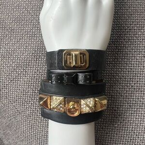 Chic Black and Gold Bracelet Trio